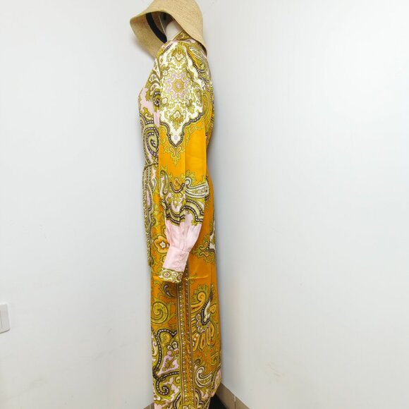 ALEMAIS paisley-print puff-sleeve maxi dress SIZE AU 8 - Picture 5 of 13